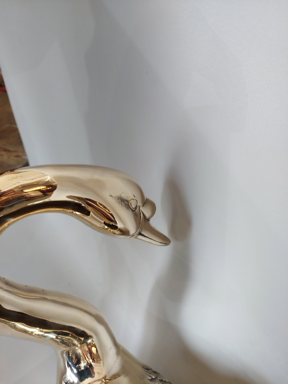 Early 20thC Polished Brass Swan Jardinière View IV