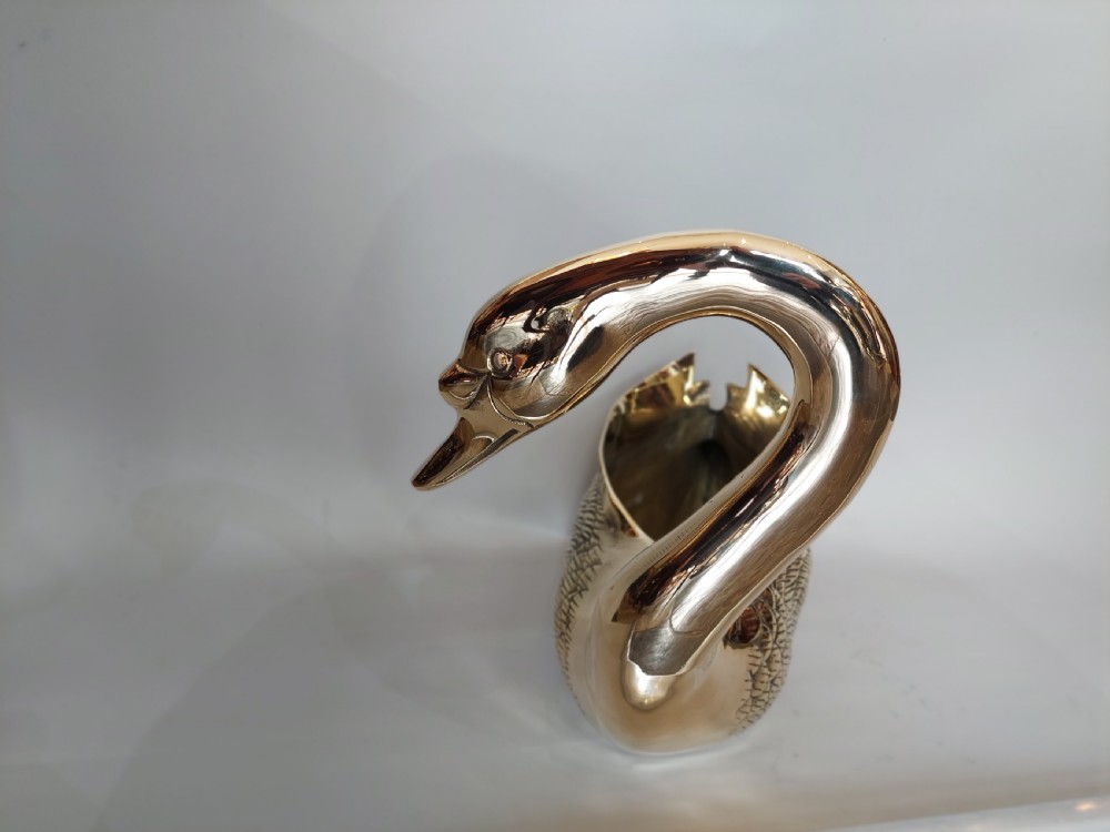 Early 20thC Polished Brass Swan Jardinière View V