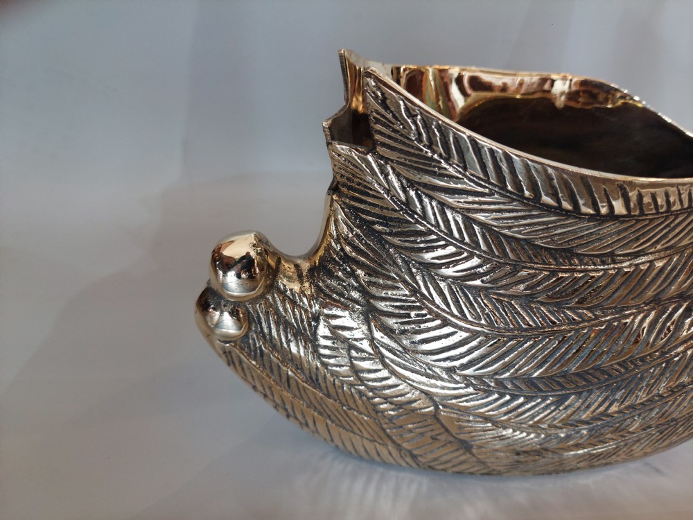 Early 20thC Polished Brass Swan Jardinière View VIII