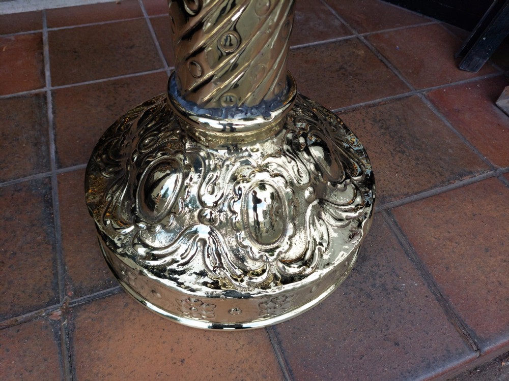Victorian Embossed Copper Jardiniere on Stand  View II