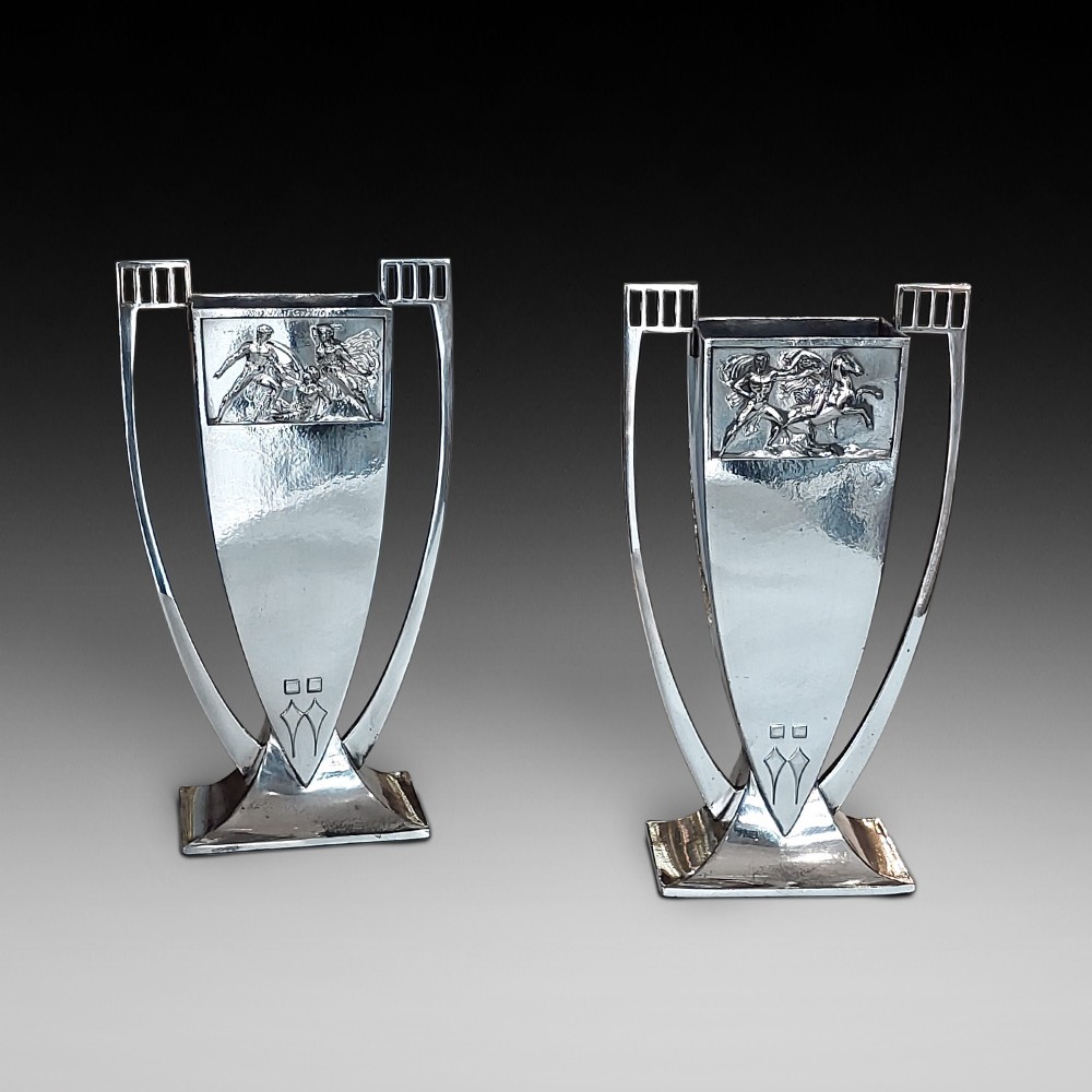 Pair of WMF Art Deco Plated Vases