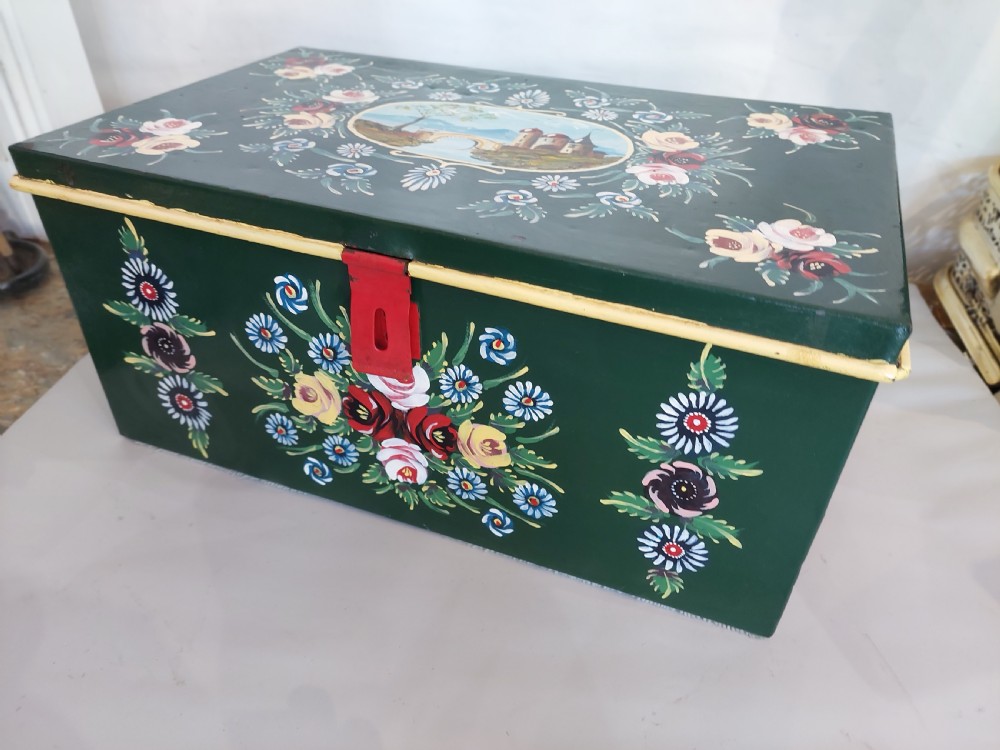 Canal Toleware Hand Painted Munitions Trunk View II