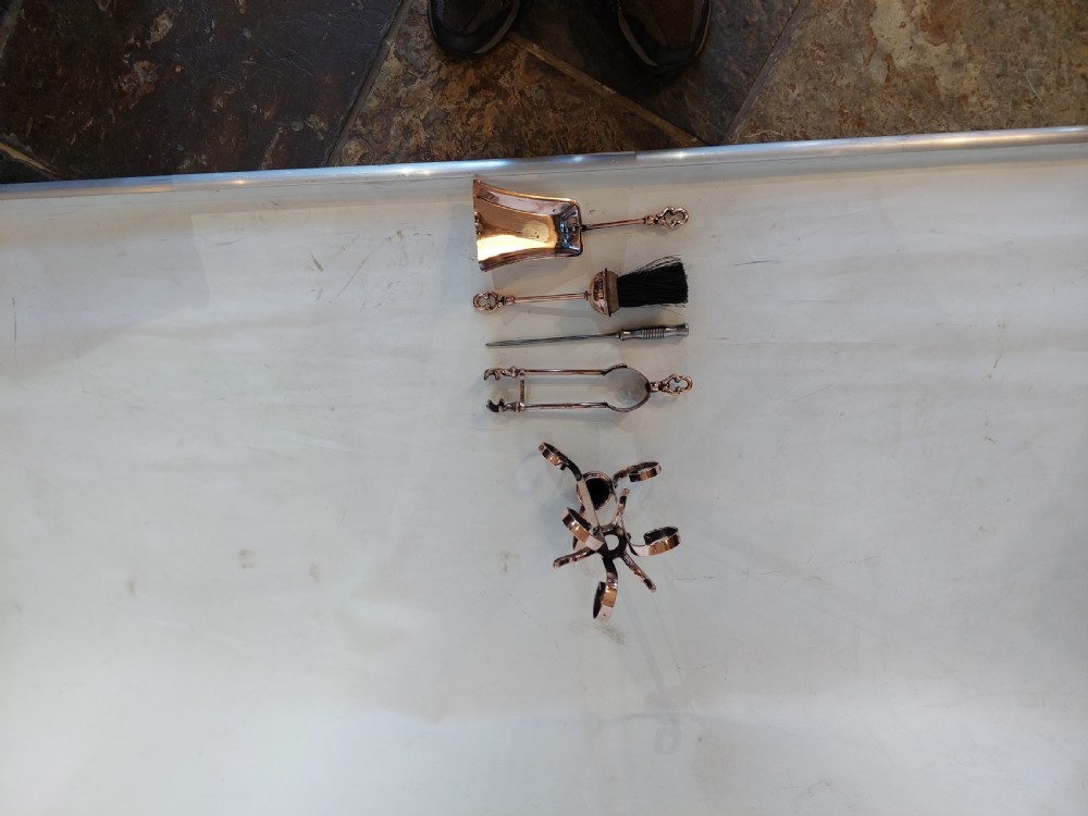 Late Victorian Copper Plated Steel Fireside Companion Set View V