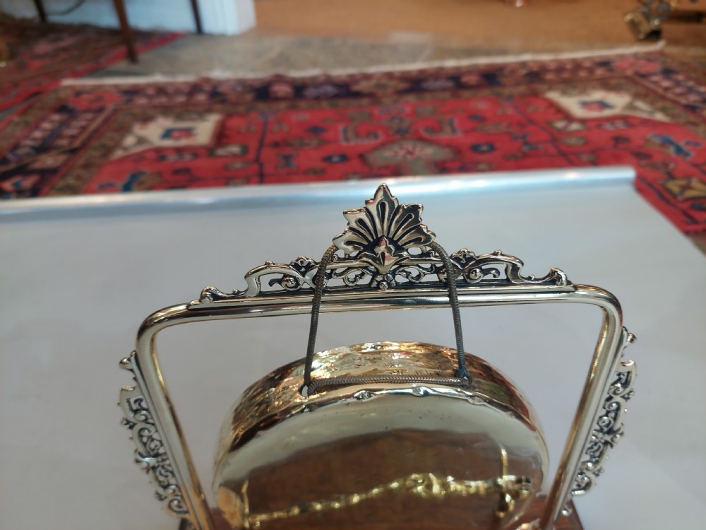 Early 20thC Brass Gong on an Oak Base View II
