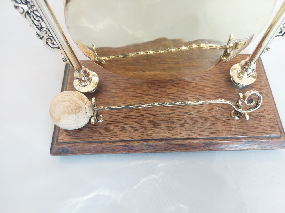 Early 20thC Brass Gong on an Oak Base View IV