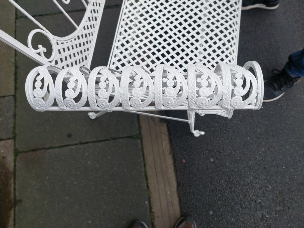 19thC White Painted Iron Conservatory Garden Two Seater Sofa View II