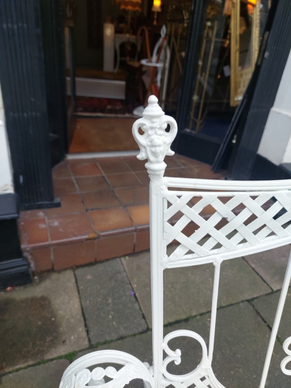 19thC White Painted Iron Conservatory Garden Two Seater Sofa View III