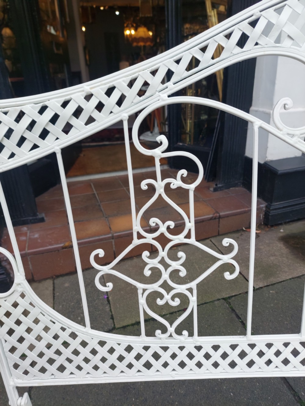19thC White Painted Iron Conservatory Garden Two Seater Sofa View IV