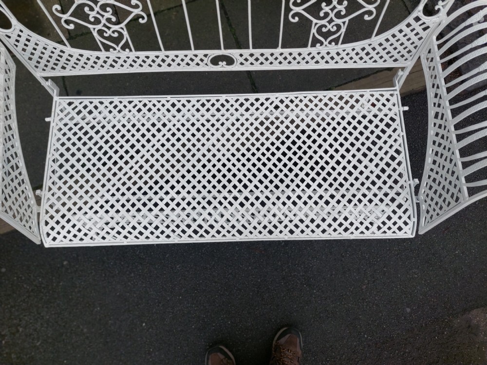 19thC White Painted Iron Conservatory Garden Two Seater Sofa View V