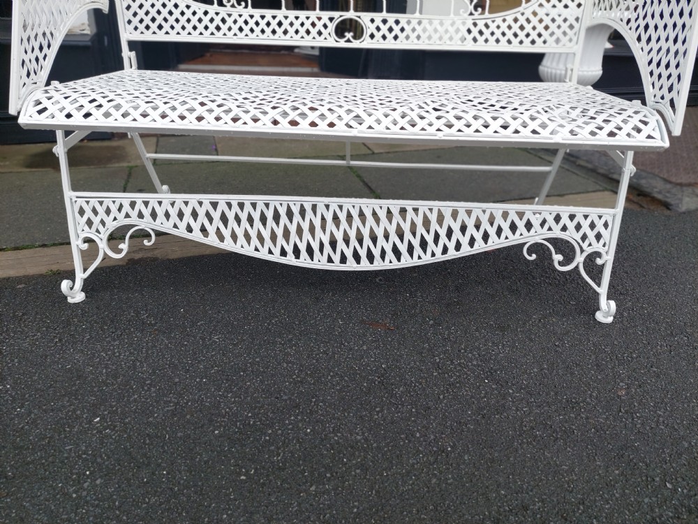 19thC White Painted Iron Conservatory Garden Two Seater Sofa View VI