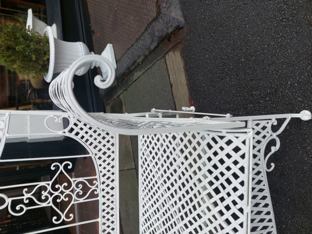 19thC White Painted Iron Conservatory Garden Two Seater Sofa View VII