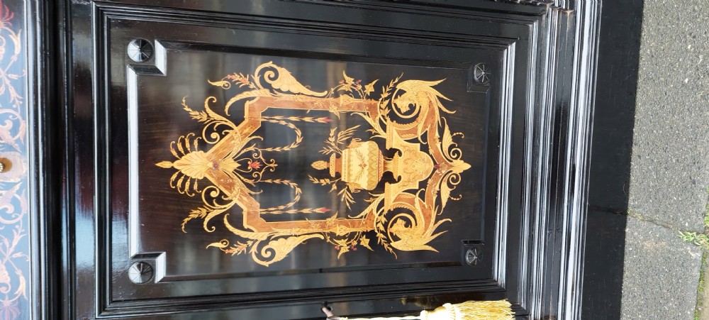 Pair of Continental Ebonised and  Inlaid Pier Cabinets View V