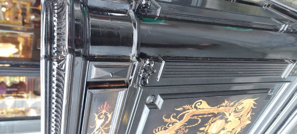 Pair of Continental Ebonised and  Inlaid Pier Cabinets View IX