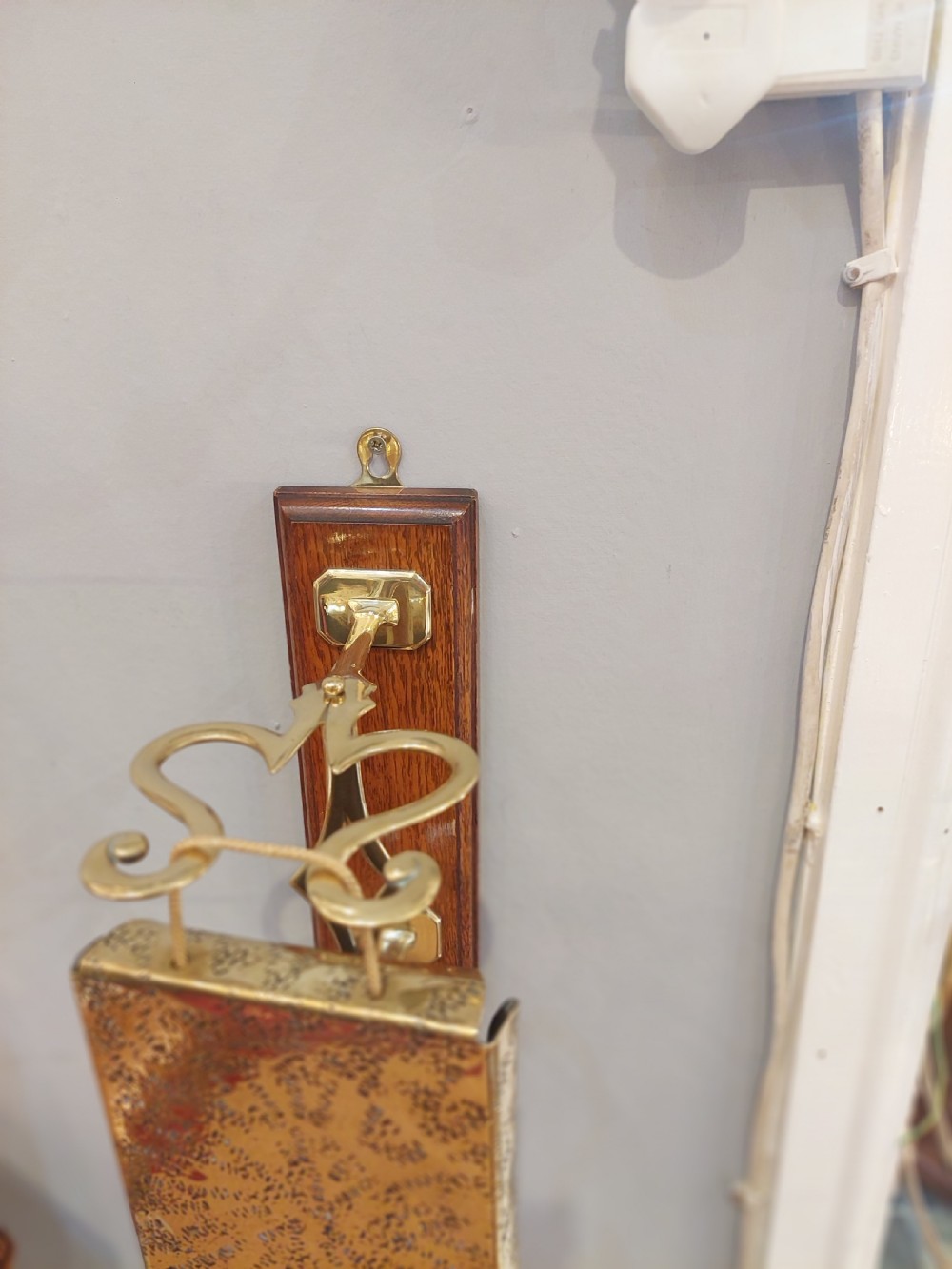 Arts and Crafts Brass and Oak Dinner Gong View II