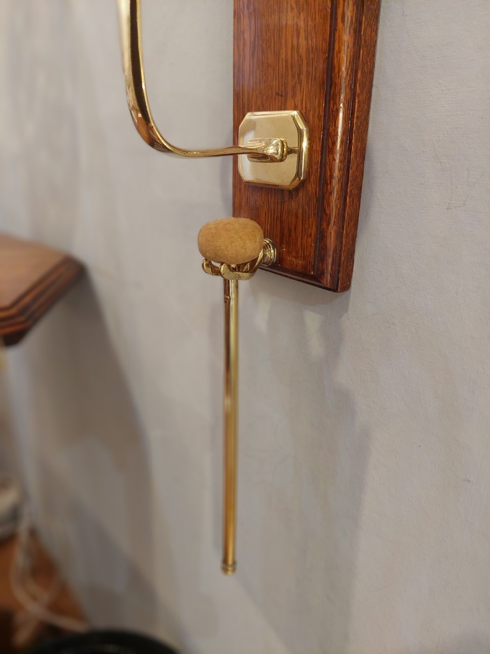 Arts and Crafts Brass and Oak Dinner Gong View V