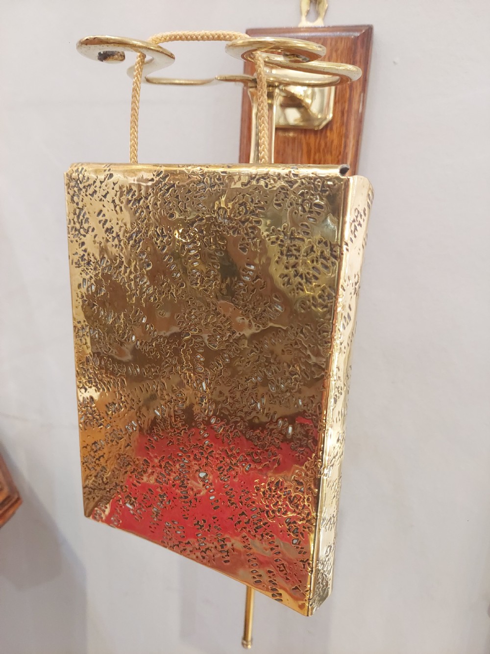 Arts and Crafts Brass and Oak Dinner Gong View VI