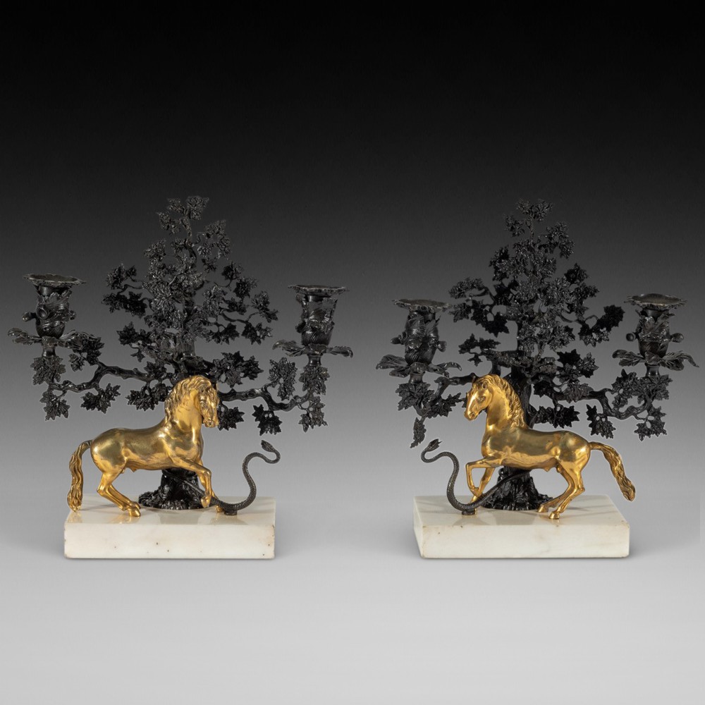 Pair of Bronze and Gilt Candelabra c1820