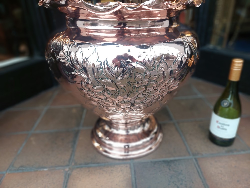 Large Art Nouveau Copper Pedestal Jardinaire View III