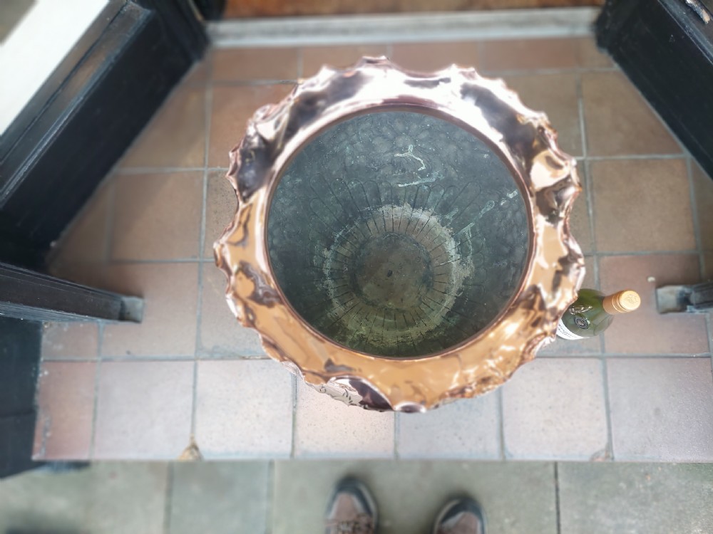 Large Art Nouveau Copper Pedestal Jardinaire View IV