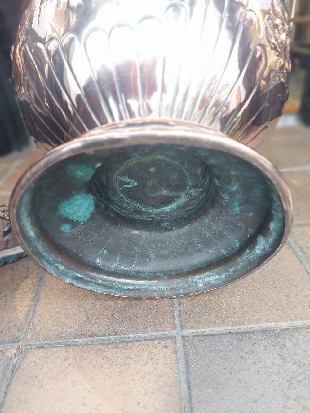 Large Art Nouveau Copper Pedestal Jardinaire View VII