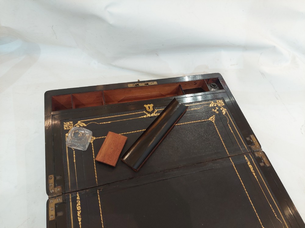 Victorian Burr Walnut and Brass Inlaid Writing Slope Box View VII