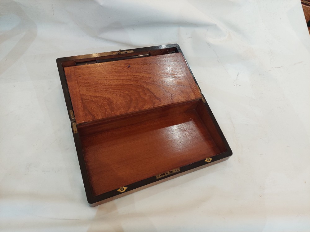 Victorian Burr Walnut and Brass Inlaid Writing Slope Box View VIII