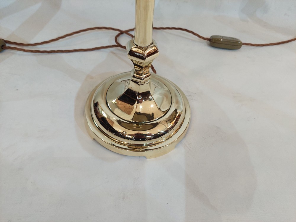 Pair of Tall Slender Victorian Brass Candlesticks Lamps View IV