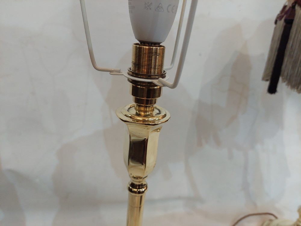 Pair of Tall Slender Victorian Brass Candlesticks Lamps View VII