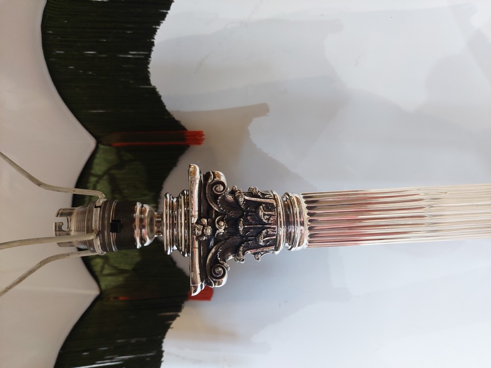 Early 20thC Silver Plated Table Lamp base of Neoclassical Design View IV