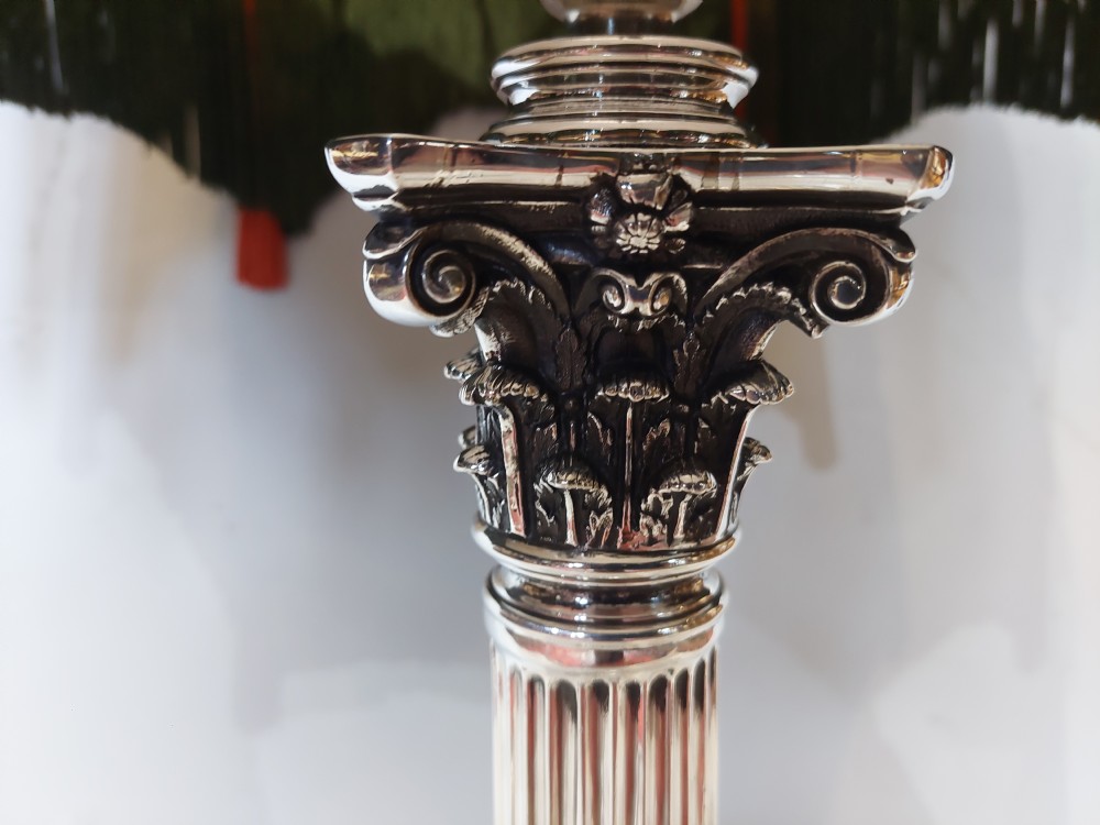 Early 20thC Silver Plated Table Lamp base of Neoclassical Design View II