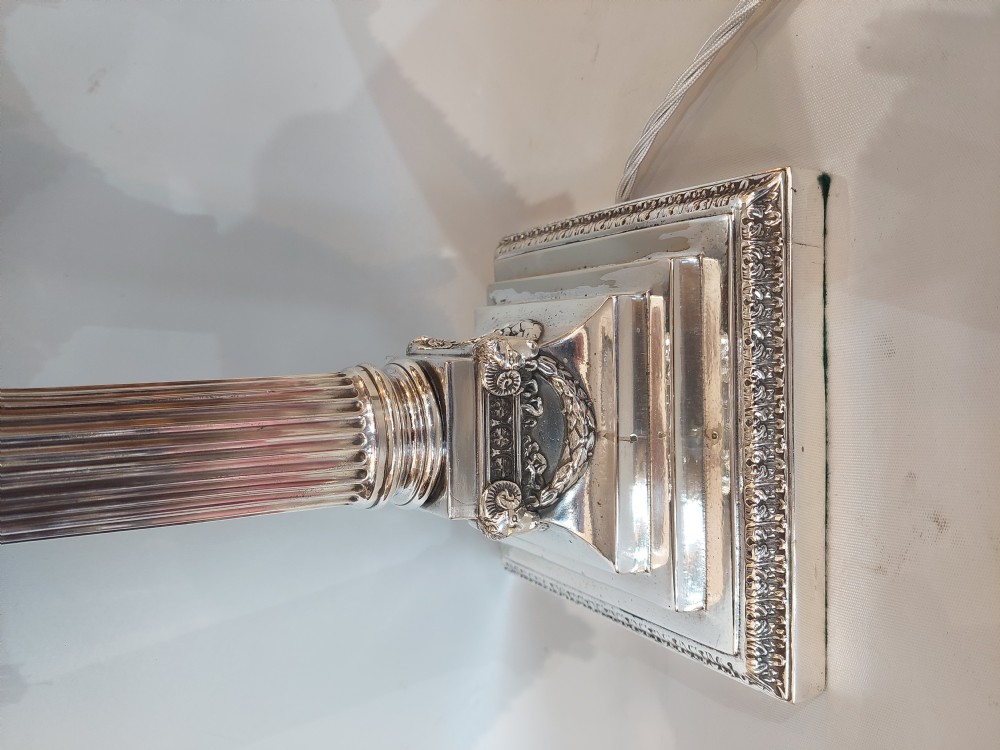 Early 20thC Silver Plated Table Lamp base of Neoclassical Design View III