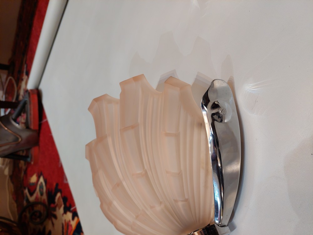 Pair of Classic Art Deco Clam Shell Wall Lamps View II