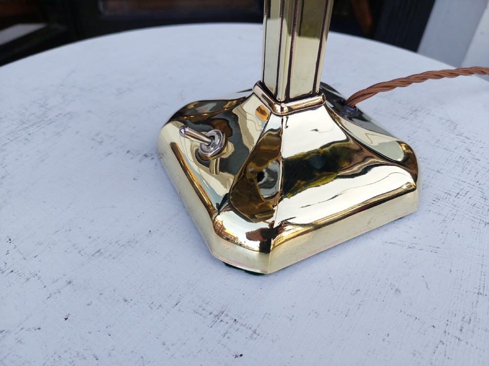 Early 20thC Brass Hooded Desk Lamp View III