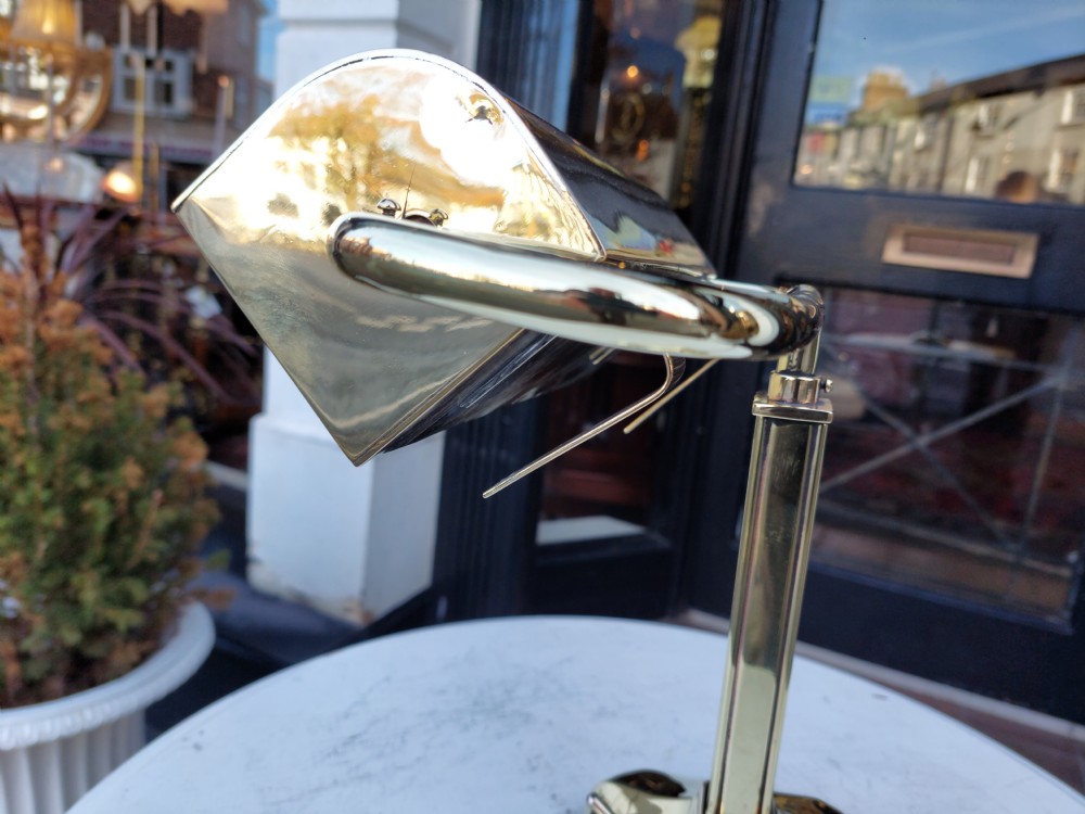 Early 20thC Brass Hooded Desk Lamp View VI