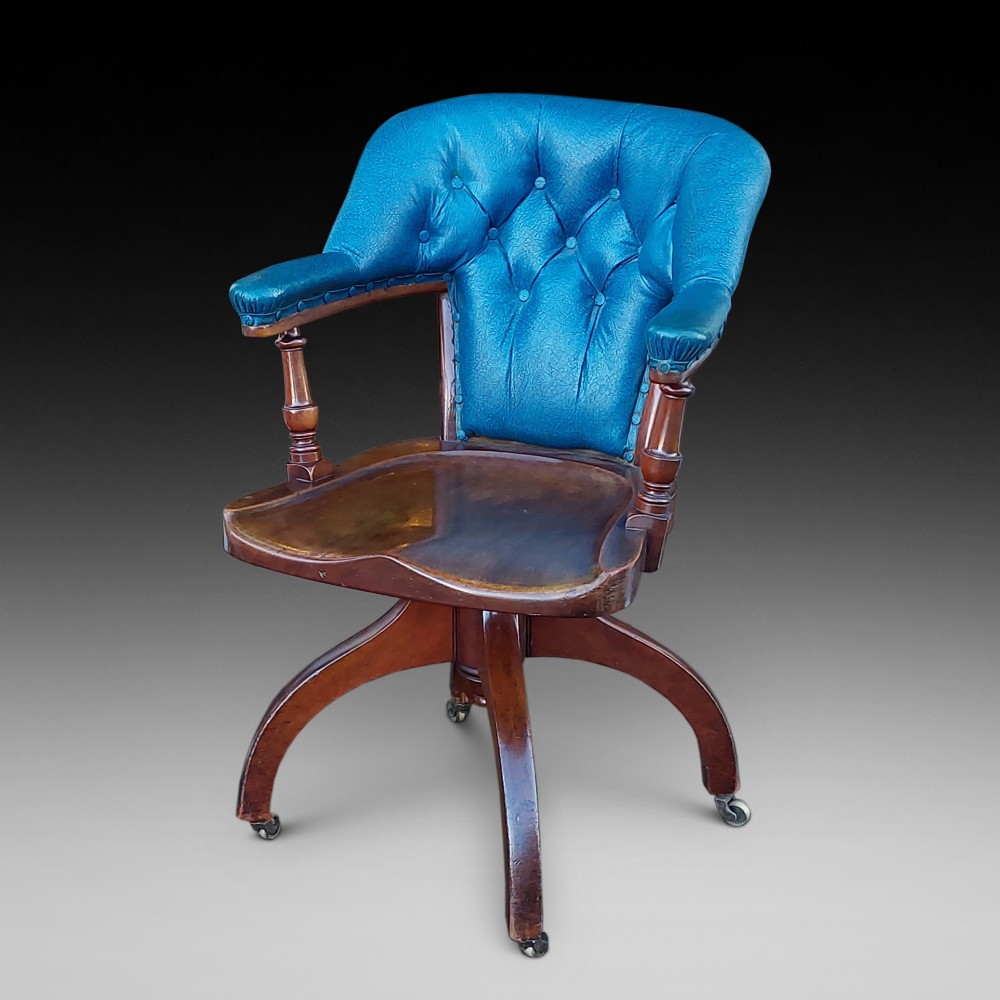 Edwardian Mahogany Shoolbred Rotating Desk Chair