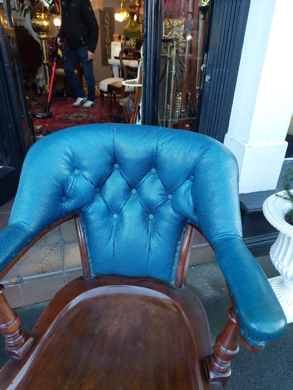 Edwardian Mahogany Shoolbred Rotating Desk Chair View III
