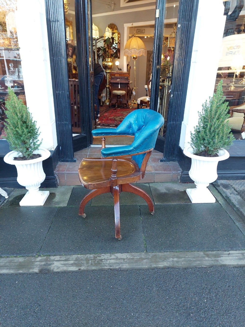 Edwardian Mahogany Shoolbred Rotating Desk Chair View IV