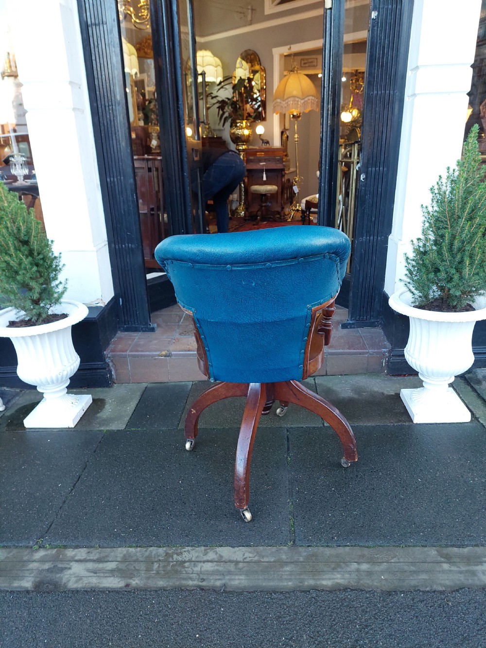 Edwardian Mahogany Shoolbred Rotating Desk Chair View V