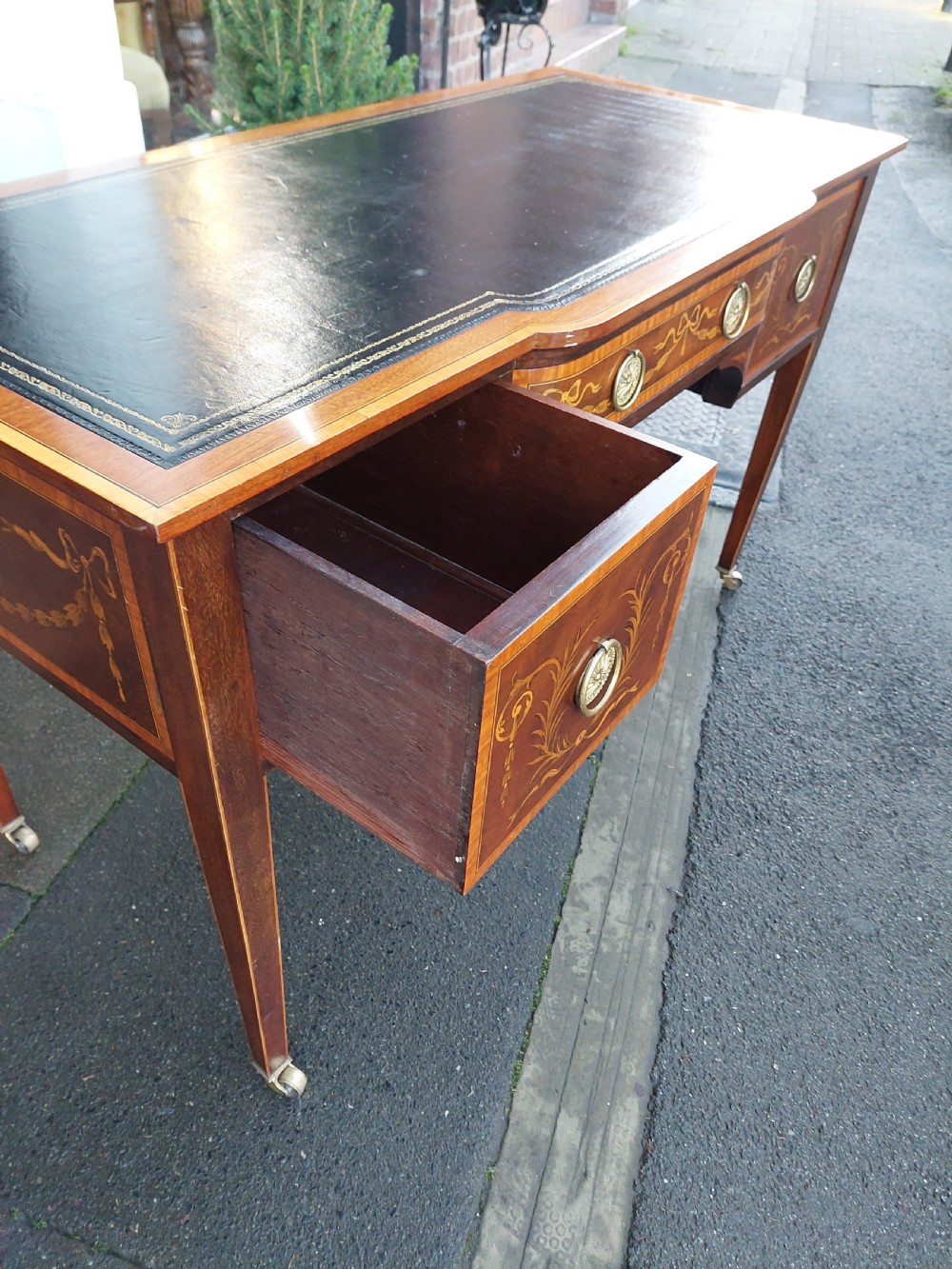 Edwardian Mahogany Sheraton Style Desk View IX