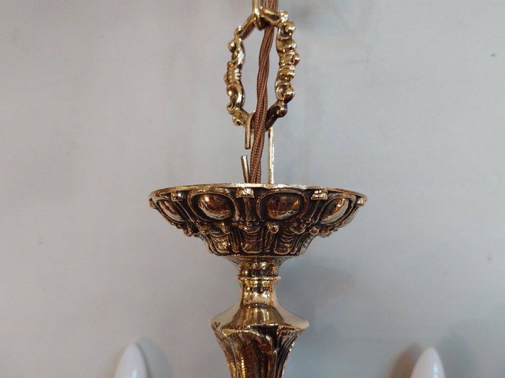 Early 20thC Brass Rococo Style Chandelier View II