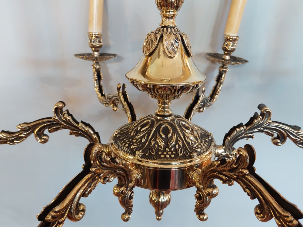 Early 20thC Brass Rococo Style Chandelier View IV