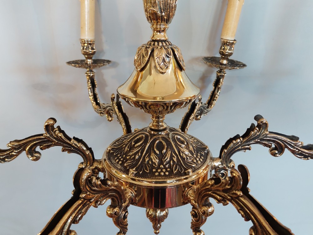 Early 20thC Brass Rococo Style Chandelier View V