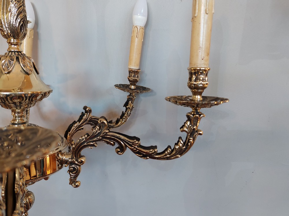 Early 20thC Brass Rococo Style Chandelier View VI