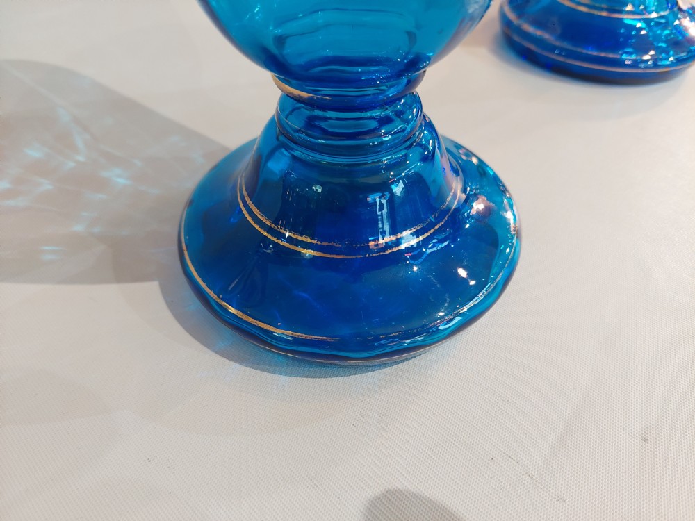 Pair of Victorian Light Blue Bohemian 