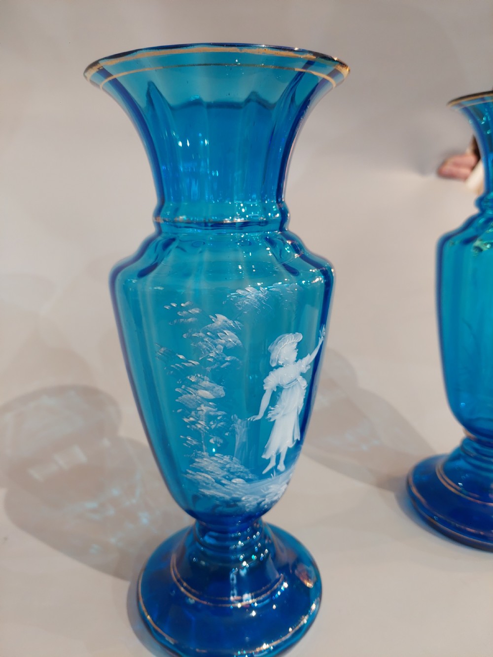 Pair of Victorian Light Blue Bohemian 