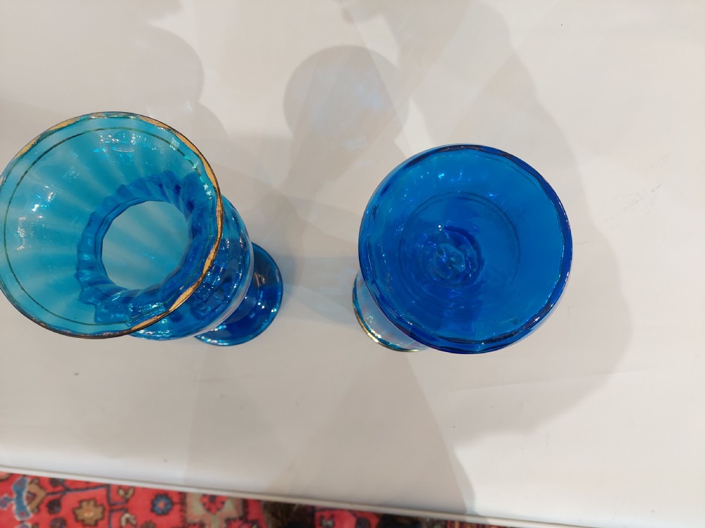 Pair of Victorian Light Blue Bohemian 