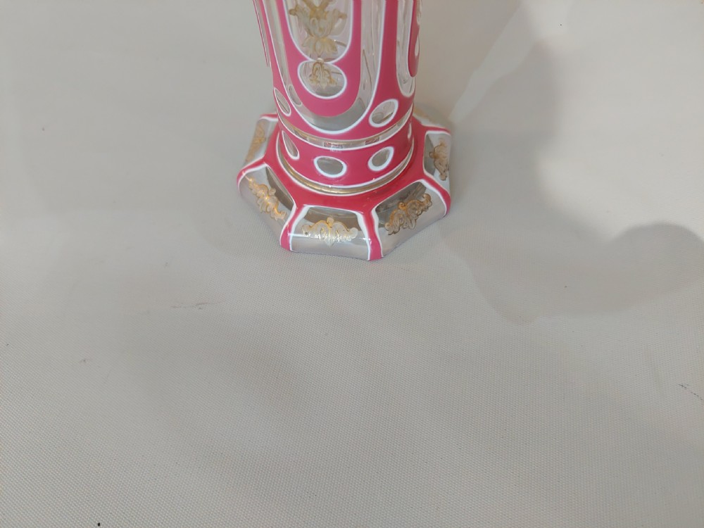 Late 19thC Bohemian Rose and Opaline Glass Vase View III