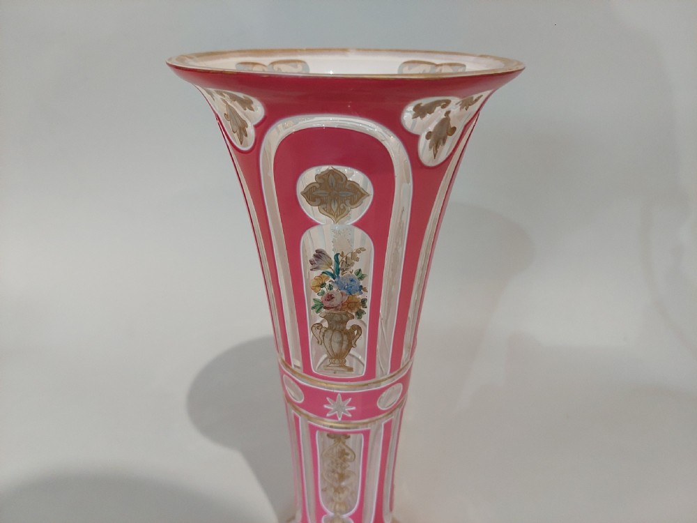 Late 19thC Bohemian Rose and Opaline Glass Vase View IV