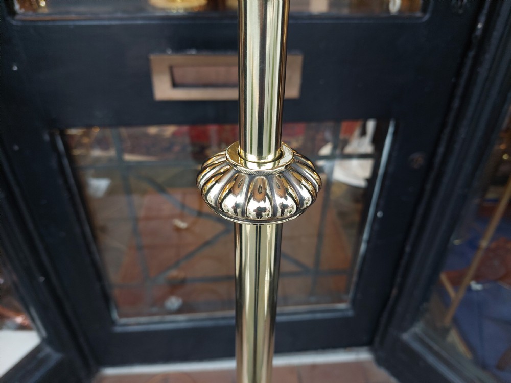 Art Nouveau Brass Telescopic Standard Oil Lamp converted to electric View III