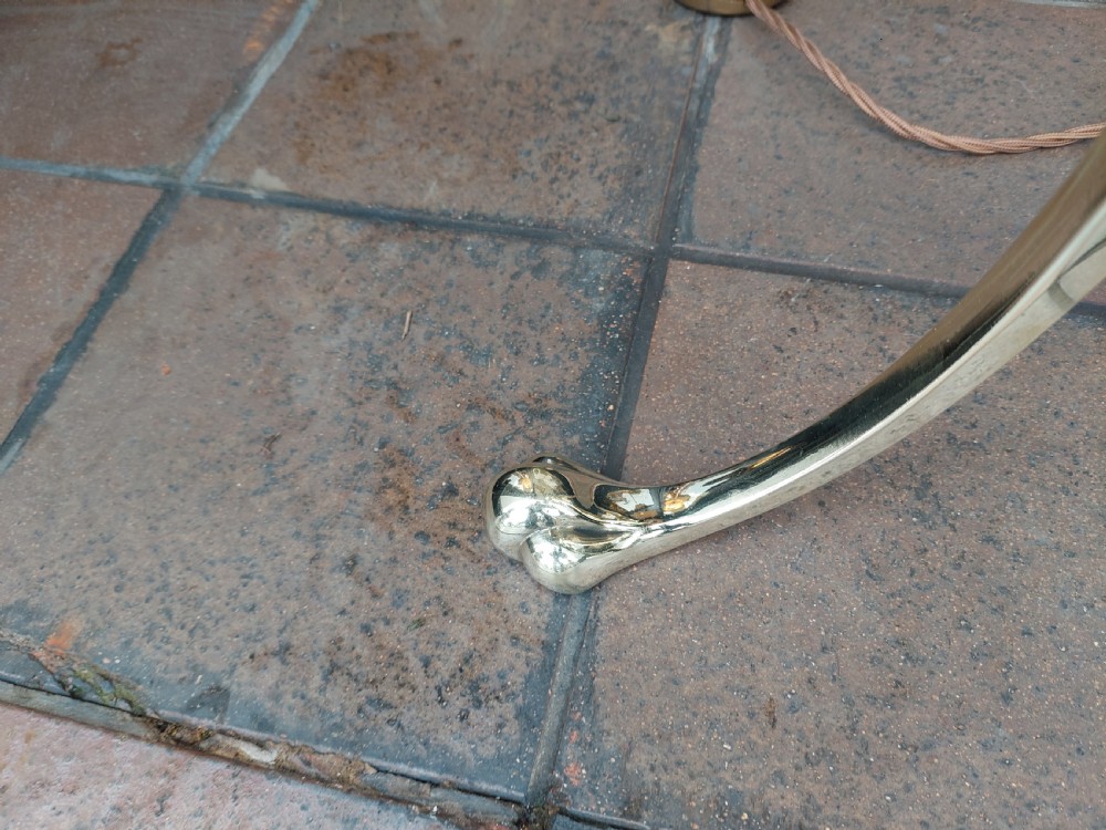 Art Nouveau Brass Telescopic Standard Oil Lamp converted to electric View V